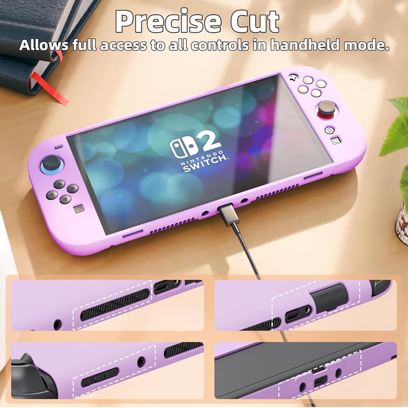 DAIERTEK Rubber Protector Case Compatible with Nintendo Switch 2 2025 Purple Silicone Cover Soft Shell Switch2 Accessories for Girl Boy Kid - Image 2